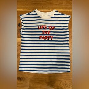 NWT Kate Spade Blue and White Striped Tee Life of the Party Top Shirt Sz XXS